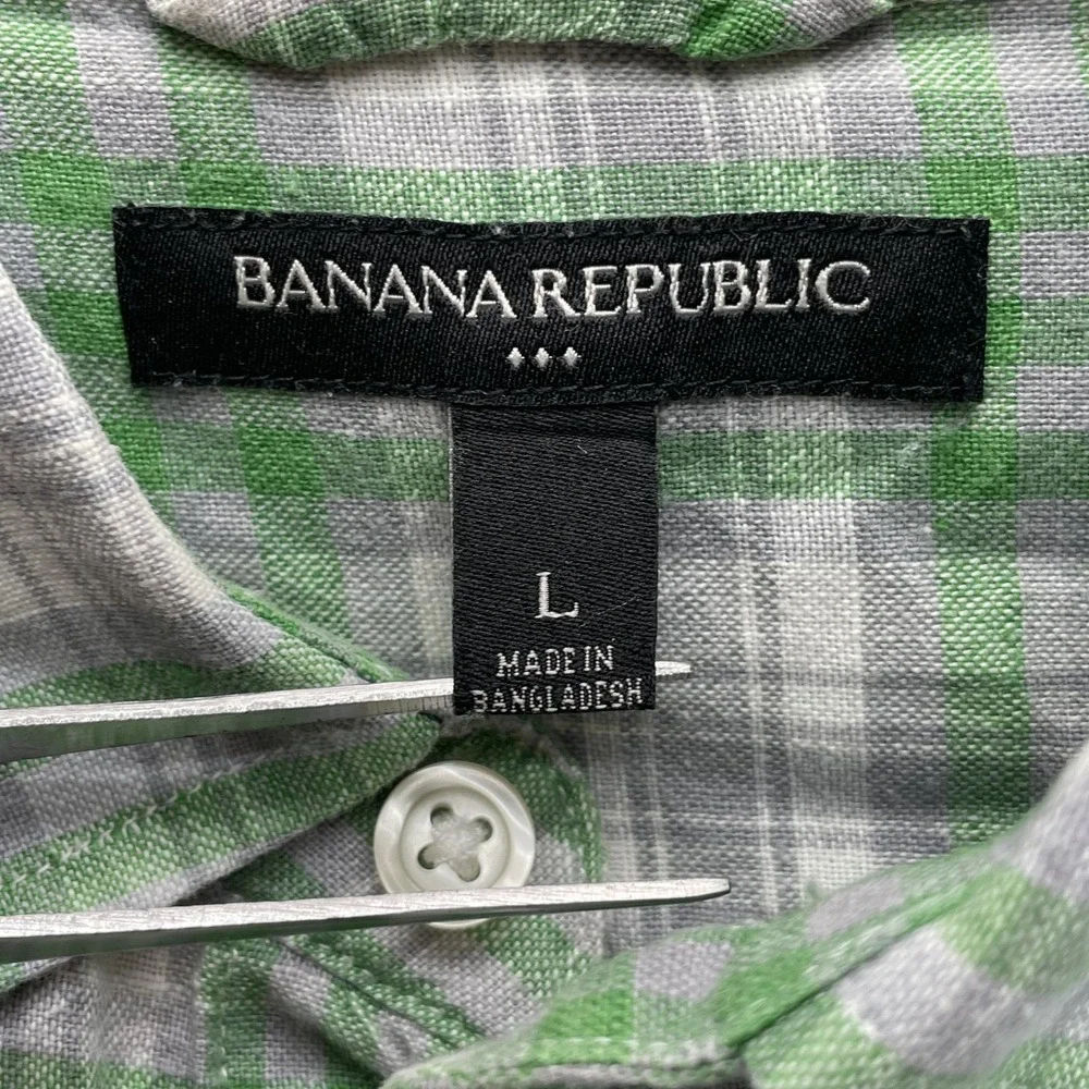 Banana Republic Linen Blend Shirt Men Large Western Outdoor Coastal Academia 90s